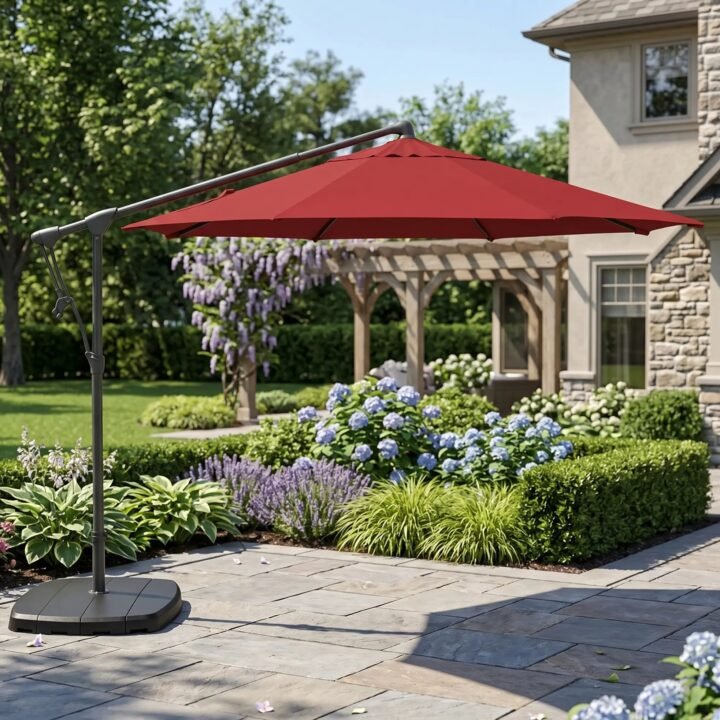 10' Classic Octagon Left-To-Right Tilt Cantilever Umbrella - Red