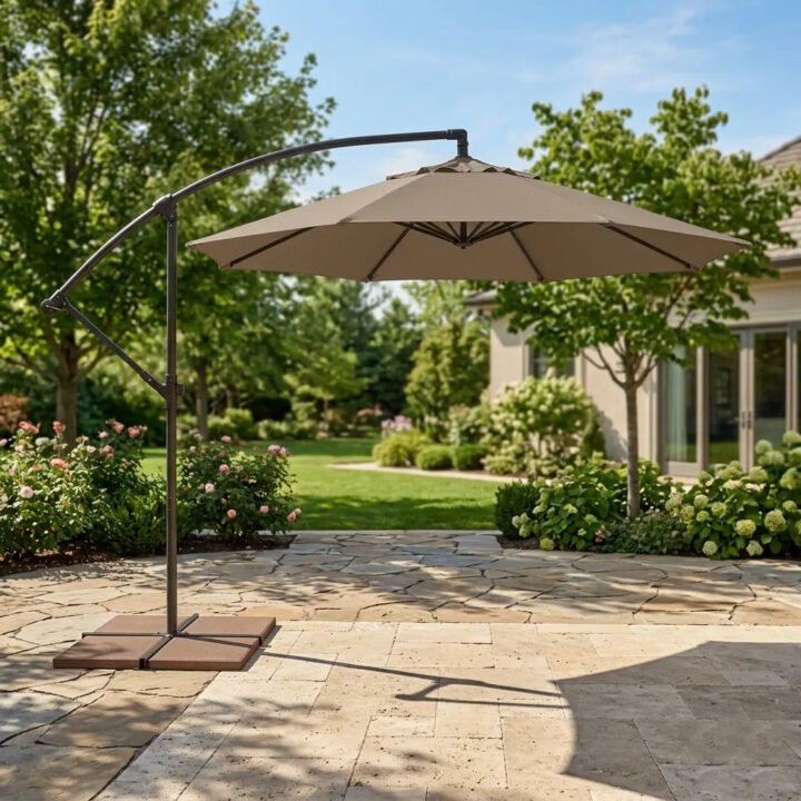 9' Classic Octagon Non-Tilt Cantilever Umbrella - Taupe