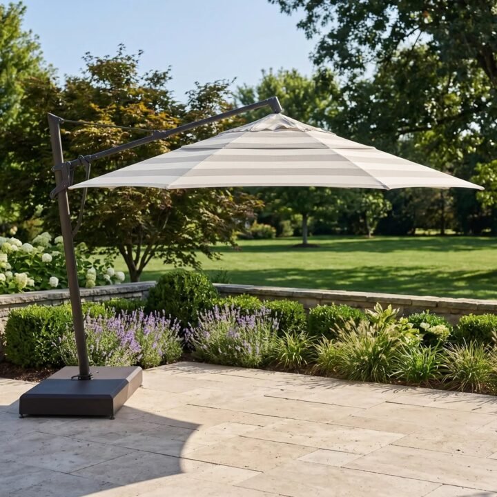 13' Designer Octagon AKZ+ Cantilever Umbrella - New Block Smoke Stripe
