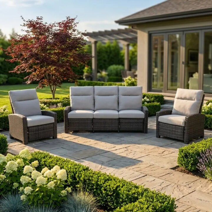 Ellis Reclining 3 Piece Sofa Group - Dove Acrylic