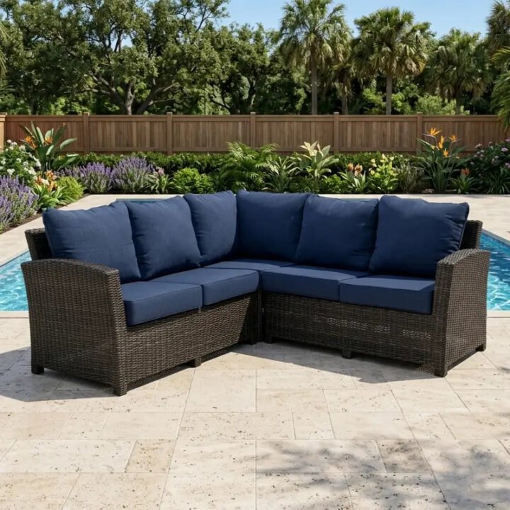 Ellis 3 Piece Sectional Group - Indigo Acrylic