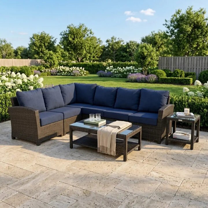 Ellis 6 Piece Sectional Chat Group - Indigo Acrylic