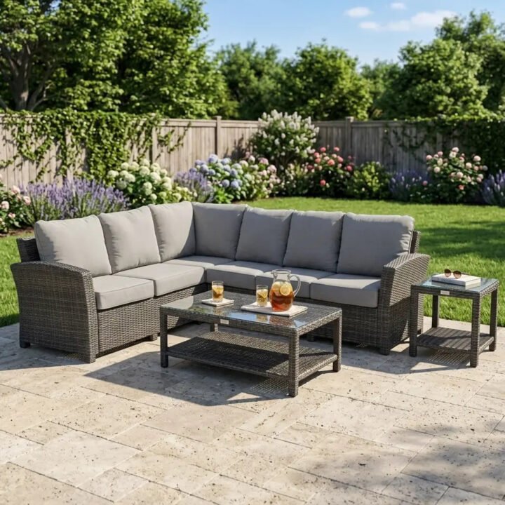 Ellis 6 Piece Sectional Chat Group - Dove Acrylic
