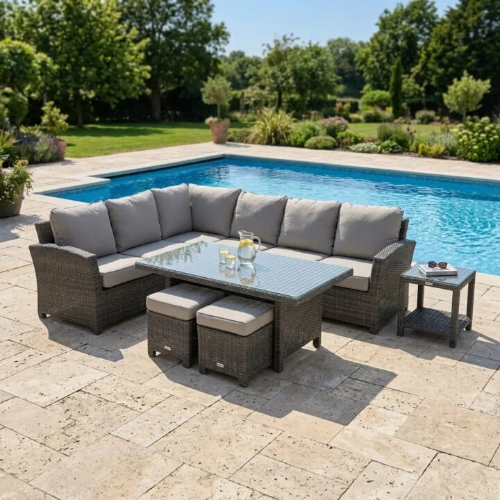 Ellis 8 Piece Sectional Chat Group - Dove Acrylic