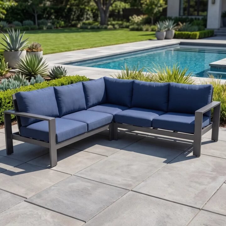 Sutton Grey 3 Piece Sectional Group - Indigo