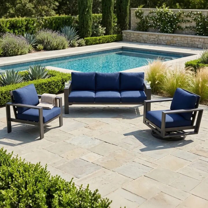 Sutton Grey 3 Piece Sofa Group - Indigo