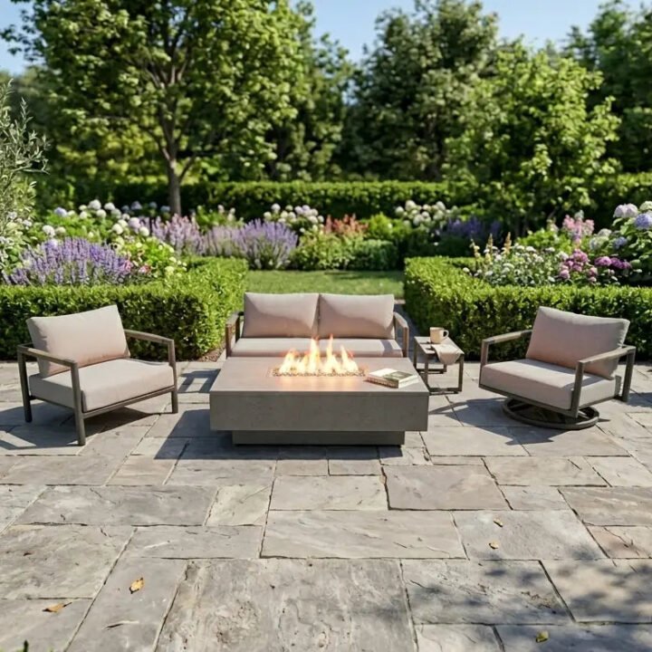Mesa 5 Piece Loveseat Firepit Chat Group