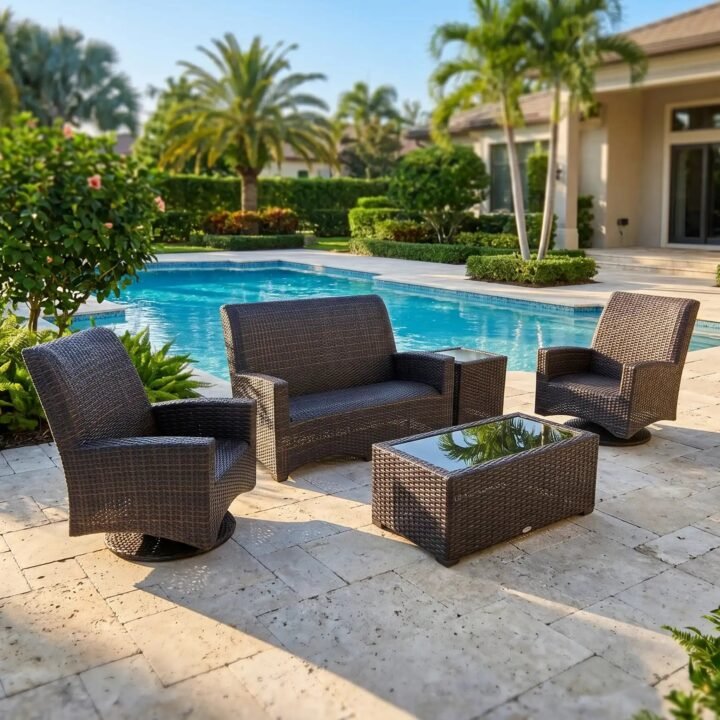 Kampala 5 Piece QDF Loveseat Chat Group