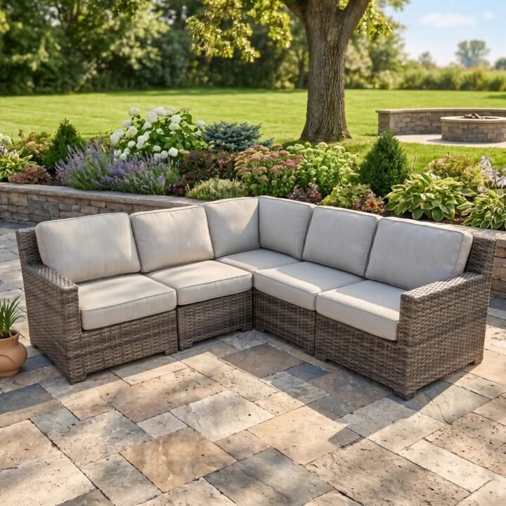 St. Kitts Grey 5 Piece Sectional Group - Swimmer Oyster