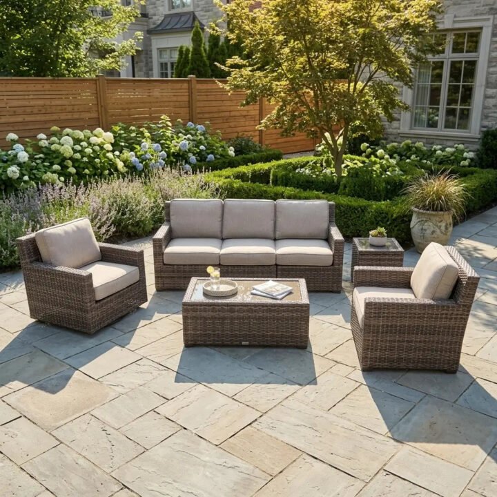 St. Kitts Grey 5 Piece Sofa Chat Group - Makar Oyster