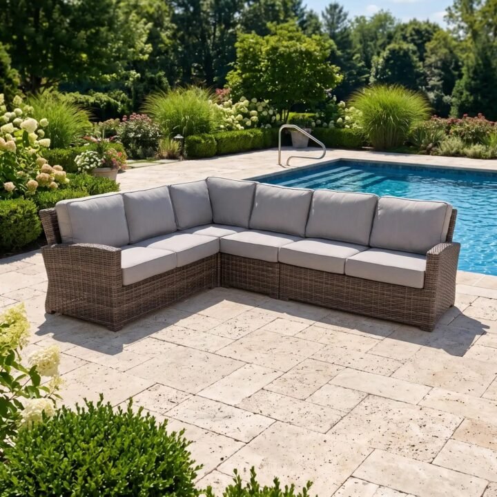 Woodridge 4 Piece Sectional Group - Canvas Steel