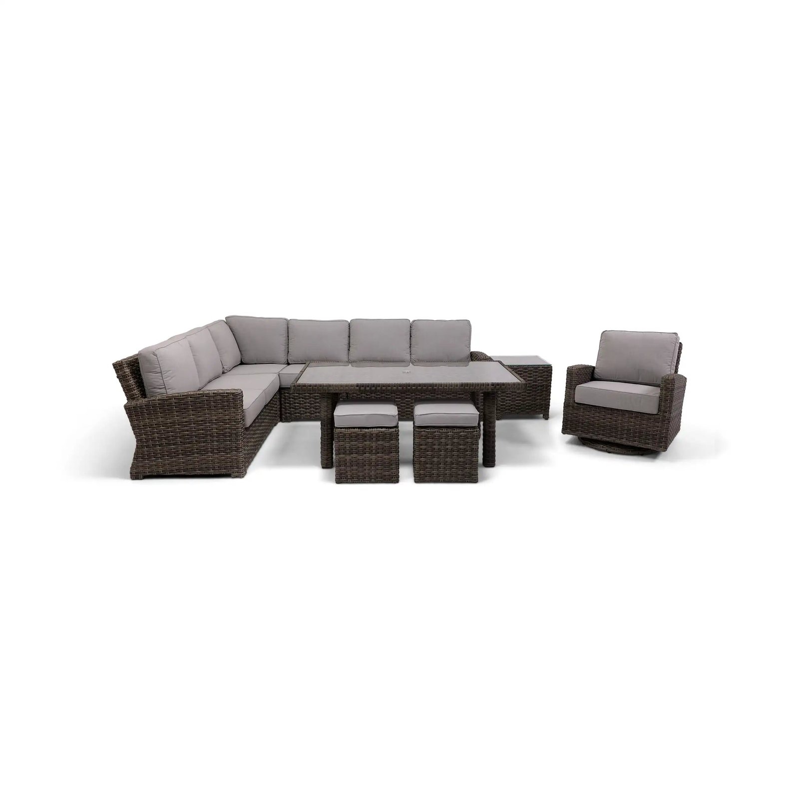 Woodridge 9 Piece Sectional Conversation/Chat Group - Canvas Steel