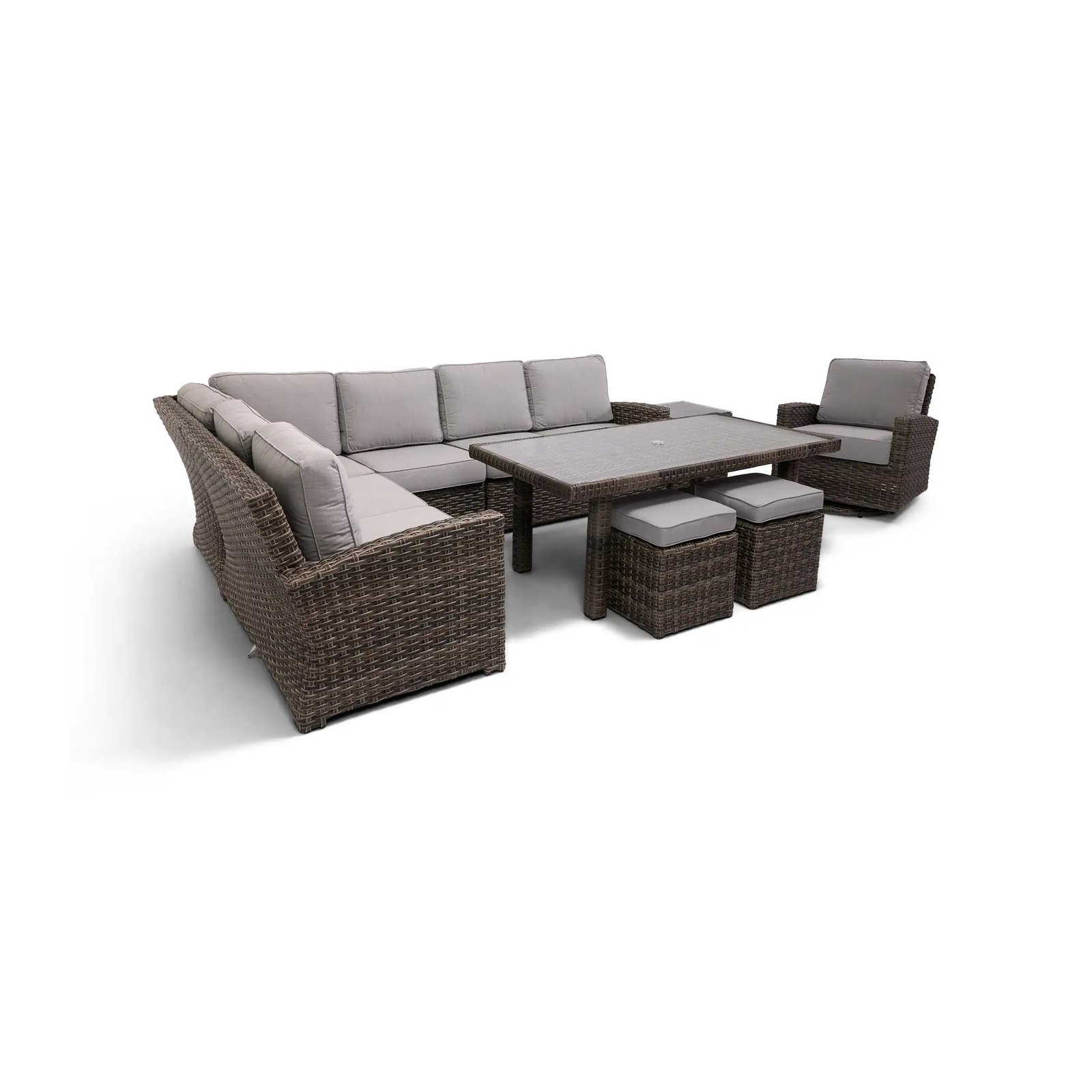 Woodridge 9 Piece Sectional Conversation/Chat Group - Canvas Steel