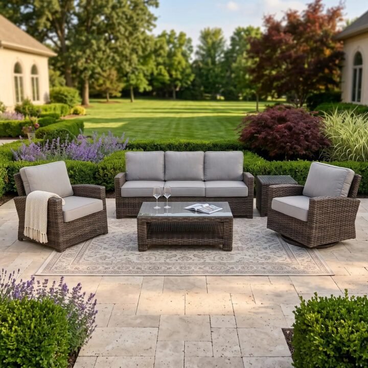 Woodridge 5 Piece Sofa Chat Group - Canvas Steel