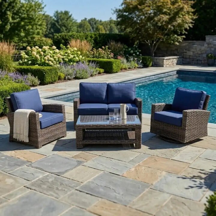 Woodridge 5 Piece Loveseat Chat Group - Canvas Indigo