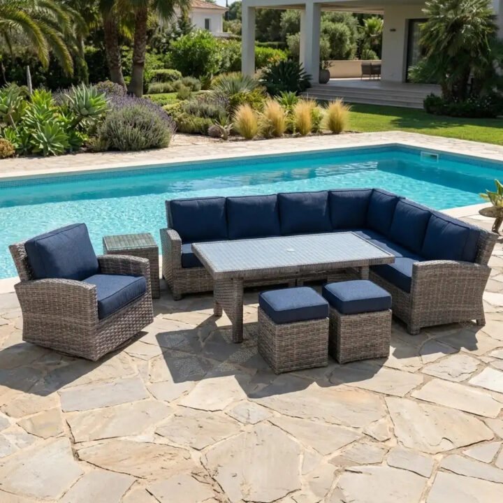 Woodridge 9 Piece Sectional Conversation/Chat Group - Spectrum Indigo