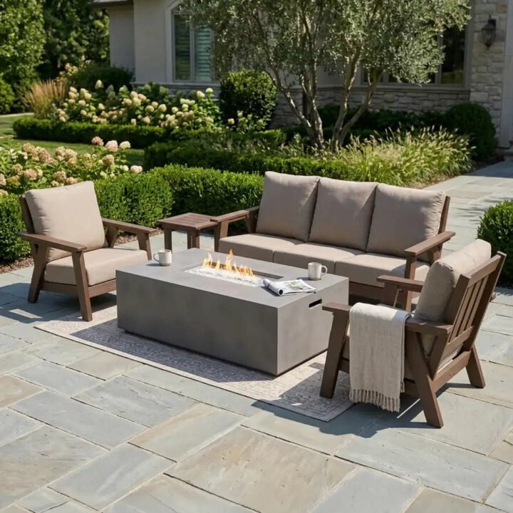 Aruba 5 Piece Sofa Firepit Chat Group