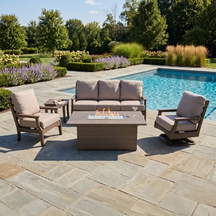 Manhattan 5 Piece Sofa Firepit Chat Group