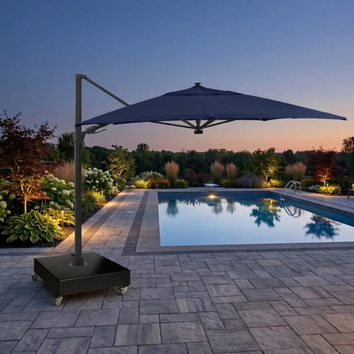 10'x13' Designer Rectangle Solar Lux Infinite Tilt Cantilever Umbrella - Spectrum Indigo