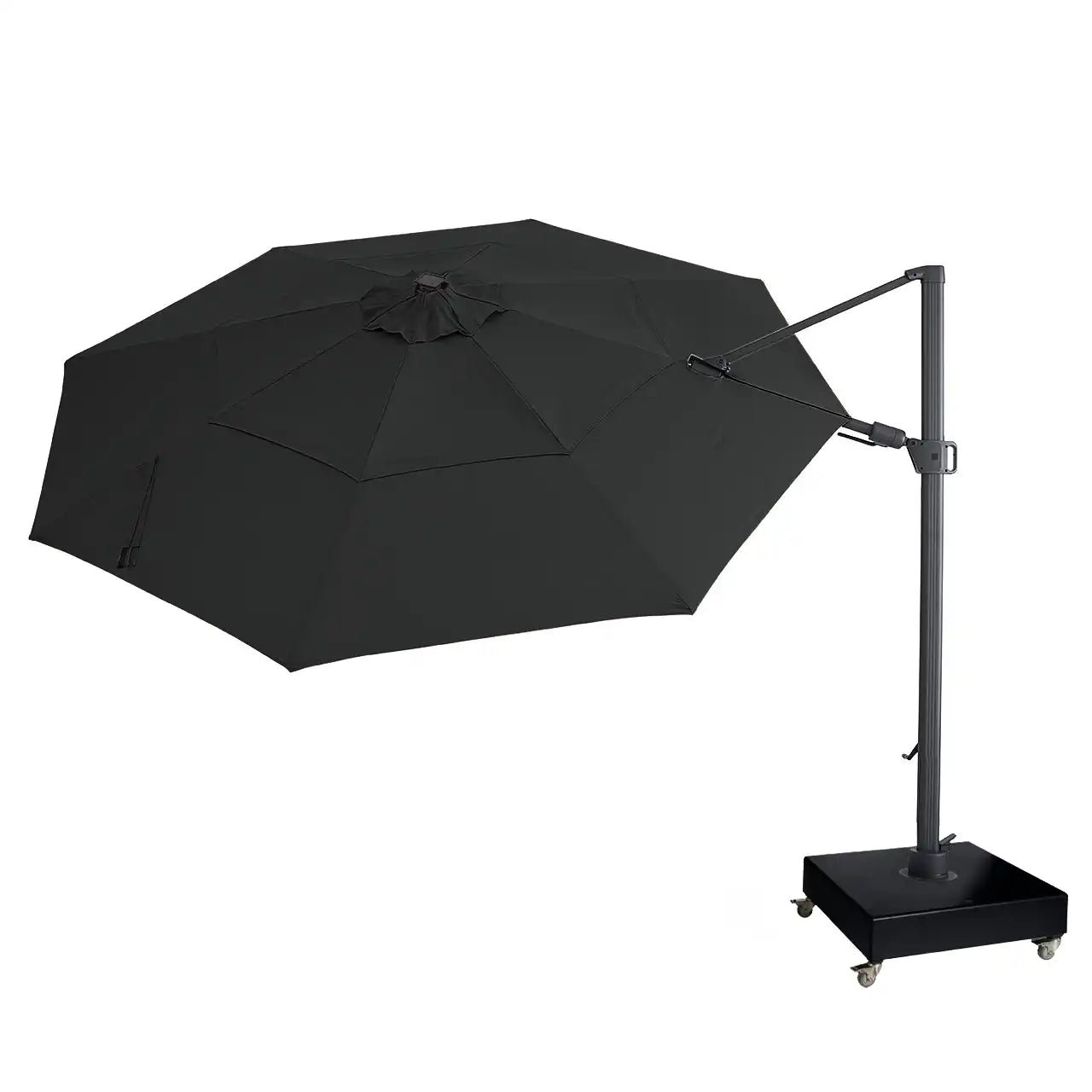 13' Designer Octagon Solar Lux Infinite Tilt Cantilever Umbrella - Black