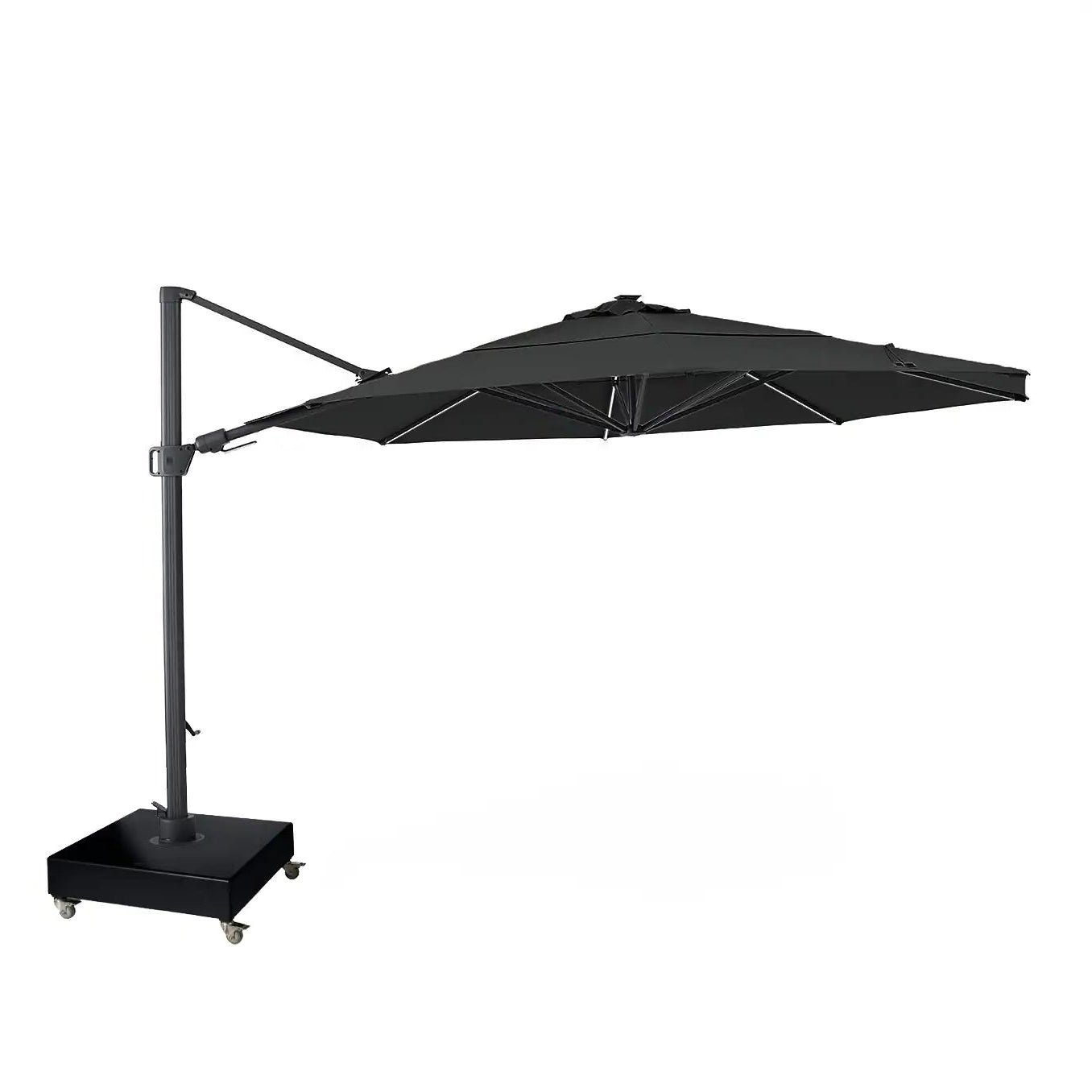 13' Designer Octagon Solar Lux Infinite Tilt Cantilever Umbrella - Black