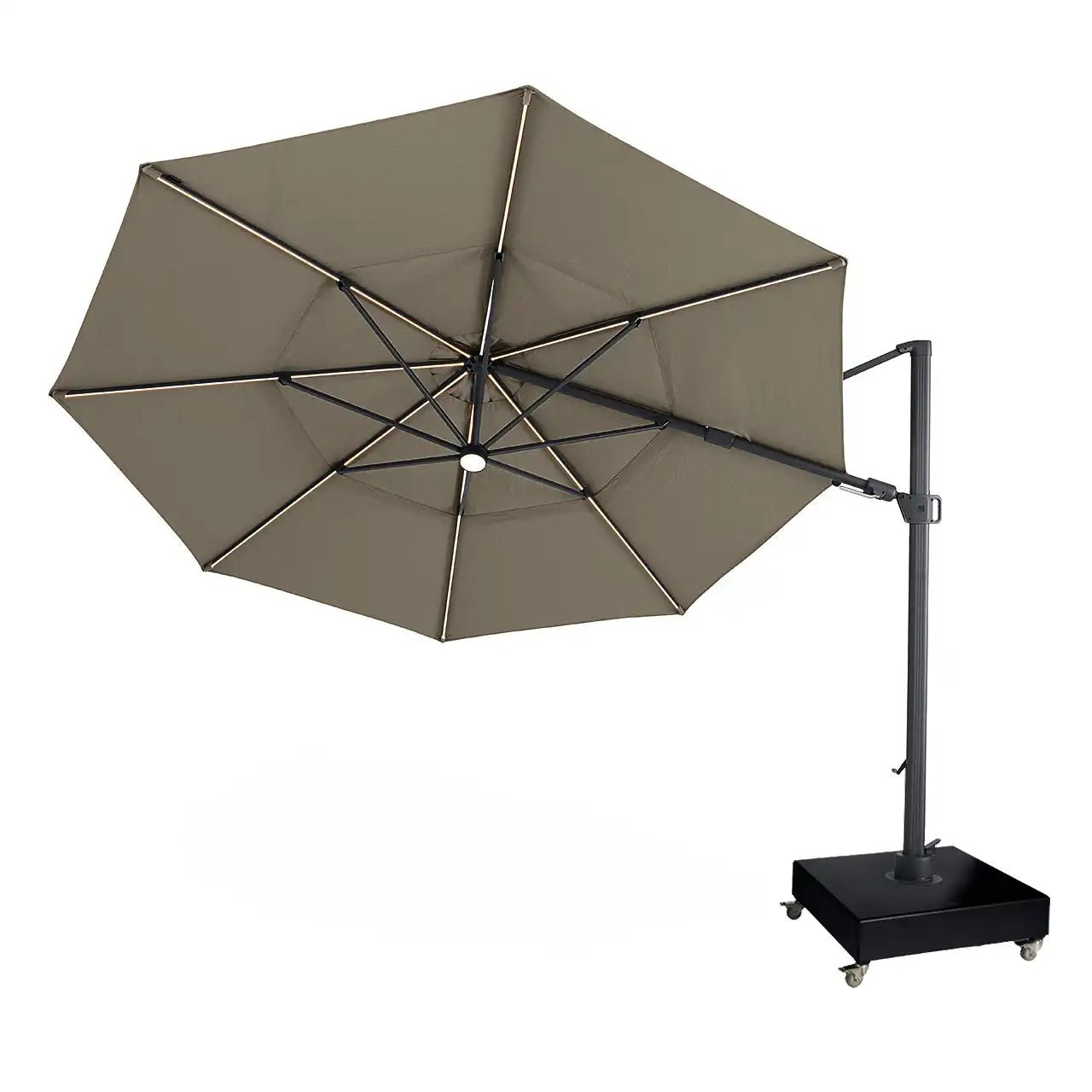 13' Designer Octagon Solar Lux Infinite Tilt Cantilever Umbrella - Cast Ash