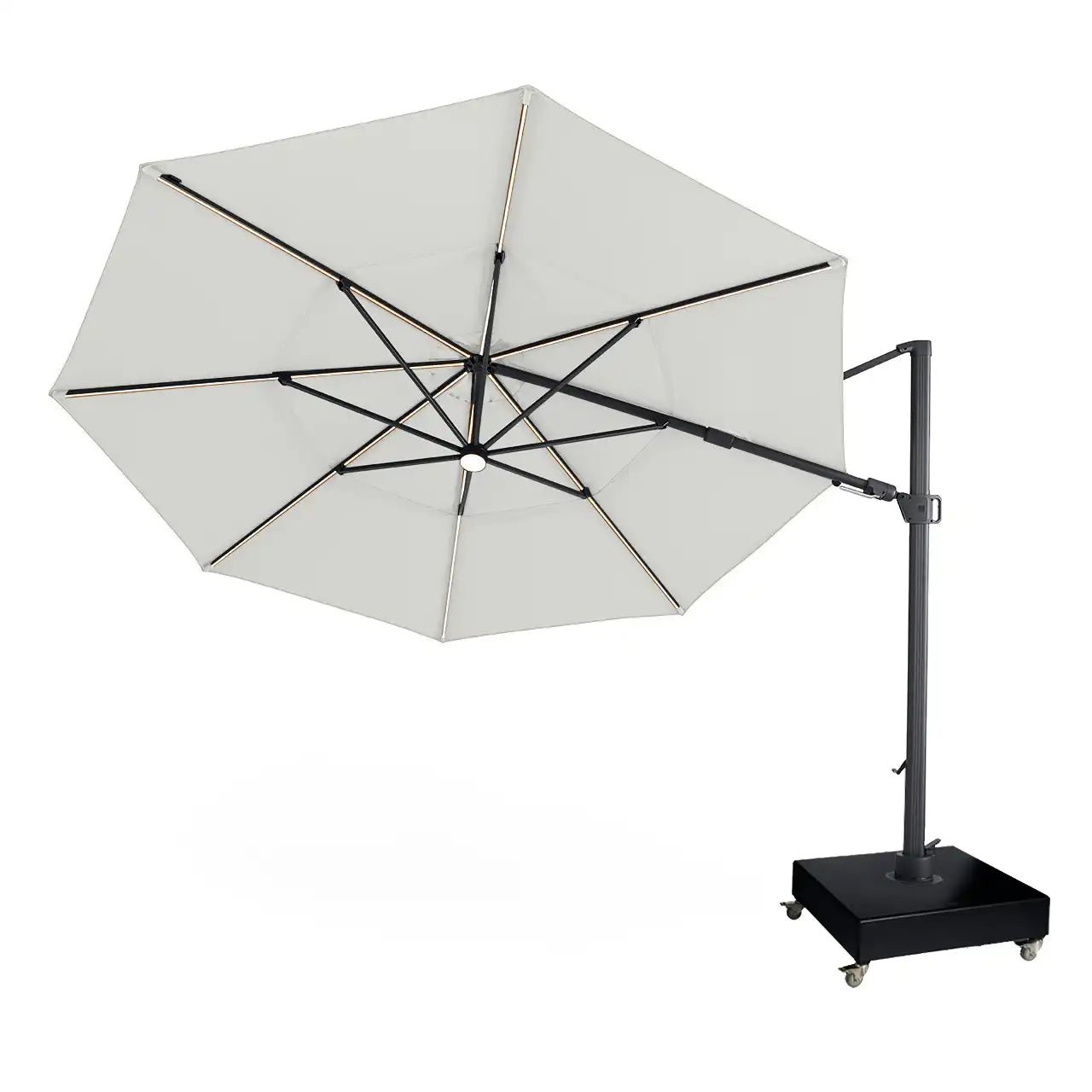 13' Designer Octagon Solar Lux Infinite Tilt Cantilever Umbrella - Natural