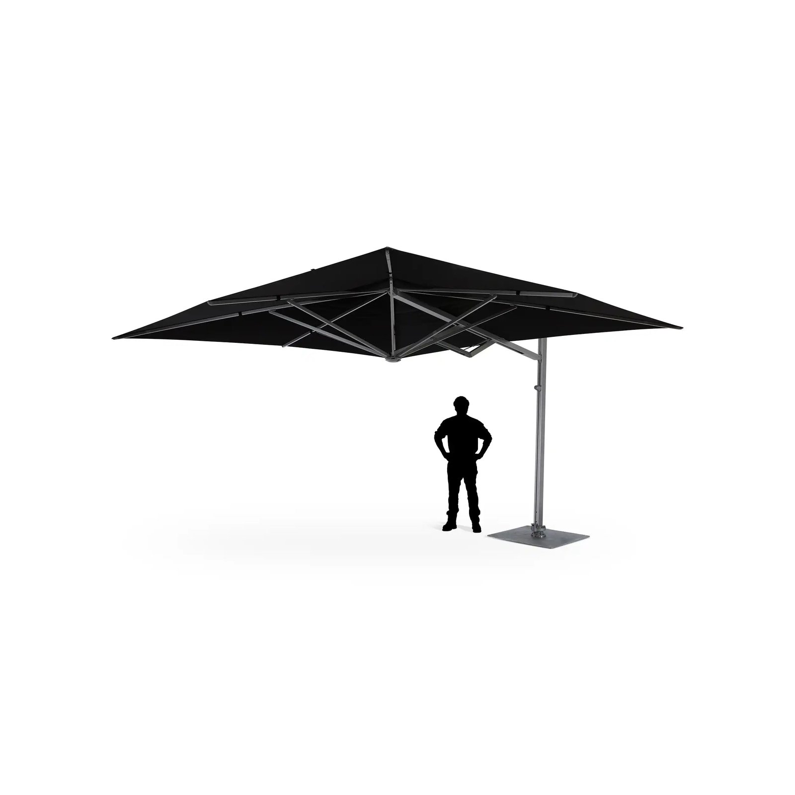 13' Square Commercial Valarium Cantilever Umbrella - Black