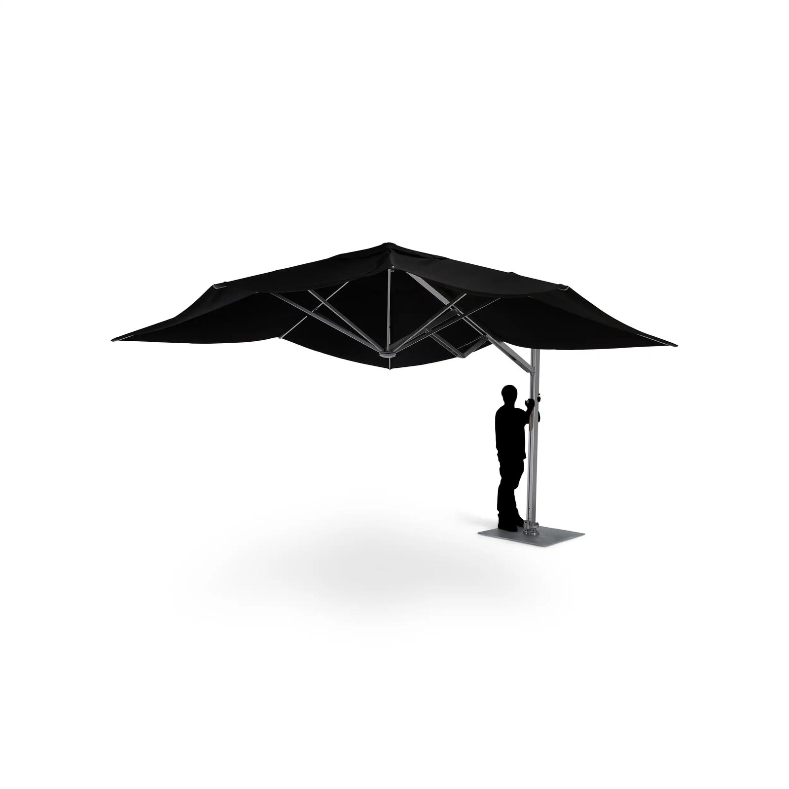 13' Square Commercial Valarium Cantilever Umbrella - Black
