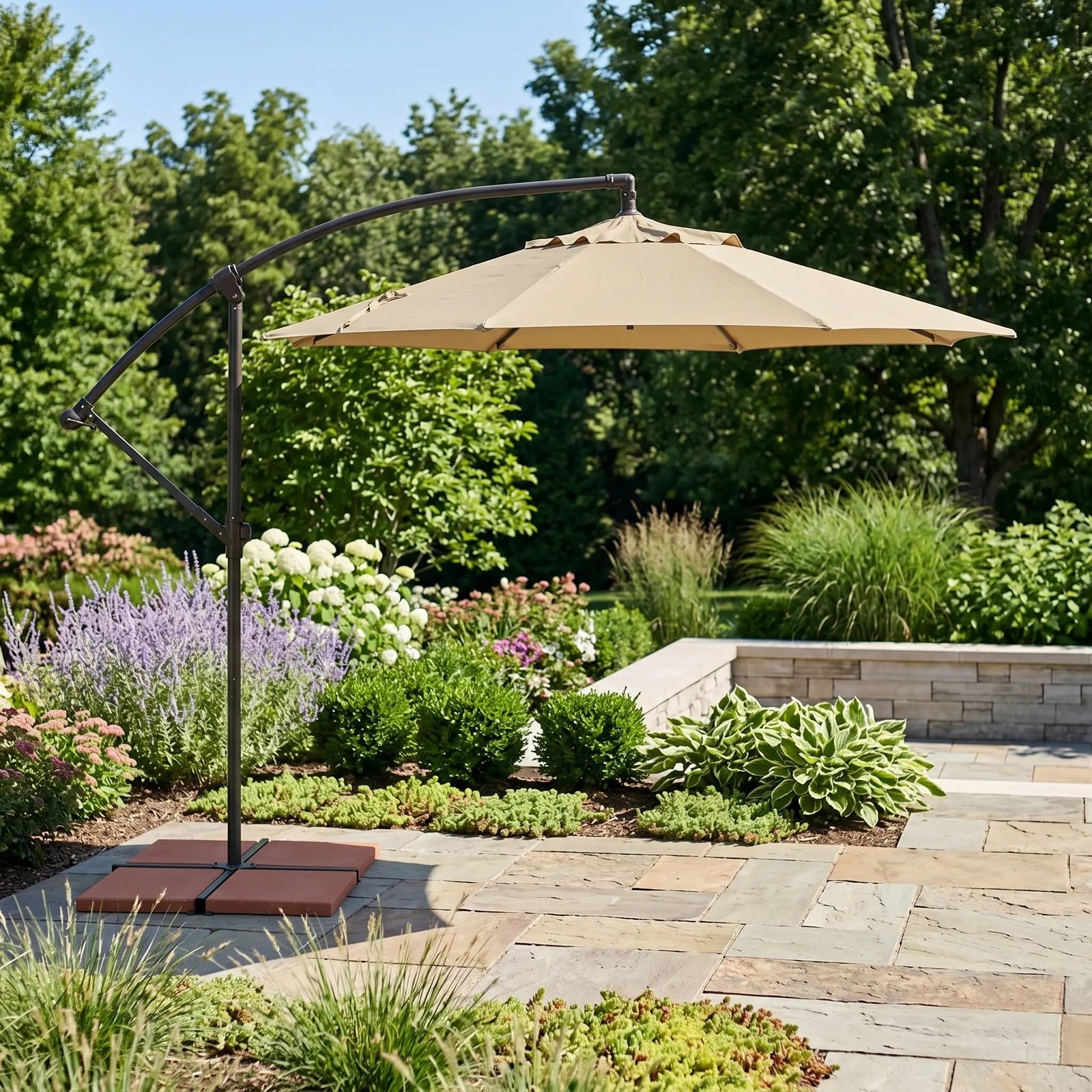 9' Classic Octagon Non-Tilt Cantilever Umbrella - Antique Beige