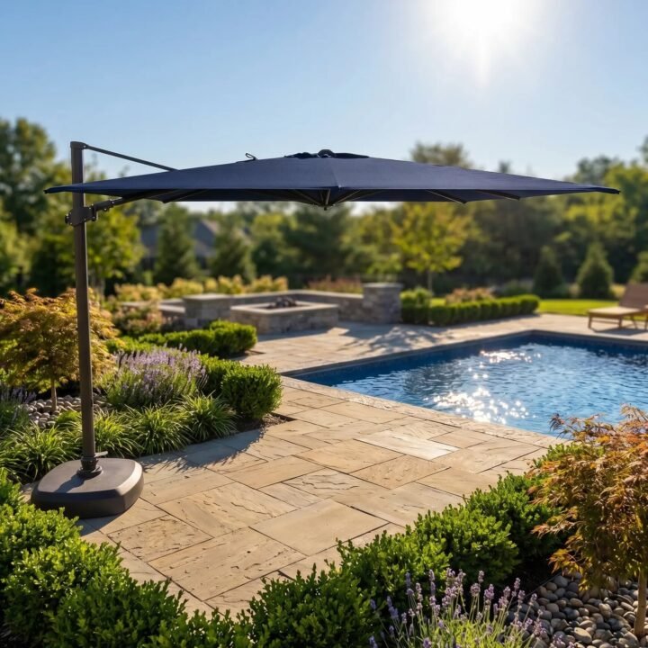 10' Classic Square AKZ Tilting Cantilever Umbrella - Navy