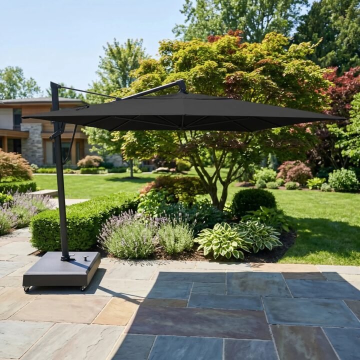 10'x13' Designer Rectangle AKZ+ Cantilever Umbrella - Black