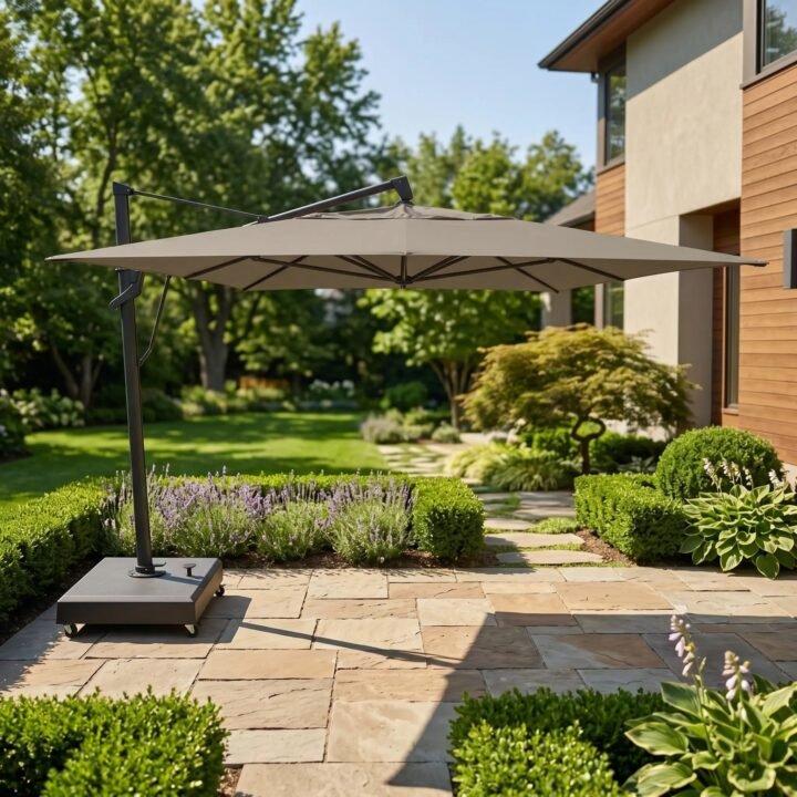 10'x13' Designer Rectangle AKZ+ Cantilever Umbrella - Cast Ash