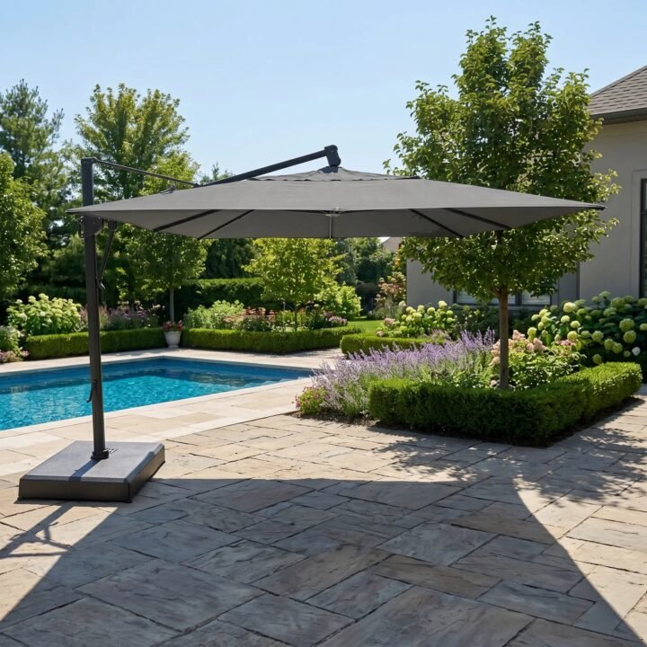 10'x13' Classic Rectangle AKZ Cantilever Umbrella - Charcoal