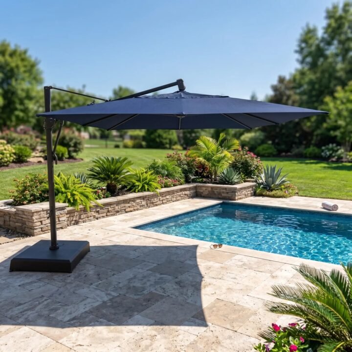 10'x13' Classic Rectangle AKZ Cantilever Umbrella - Navy