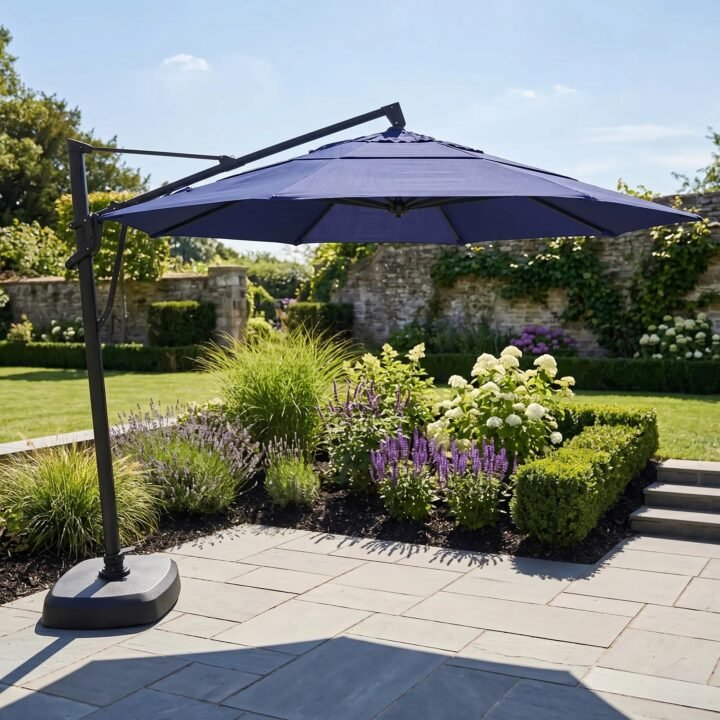 11' Designer Octagon AKZ+ Infinite Tilt Cantilever Umbrella - Indigo