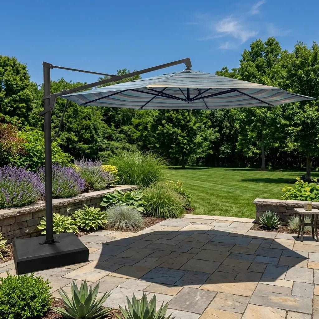 13' Designer Octagon AKZ+ Cantilever Umbrella - Gateway Mist Stripe
