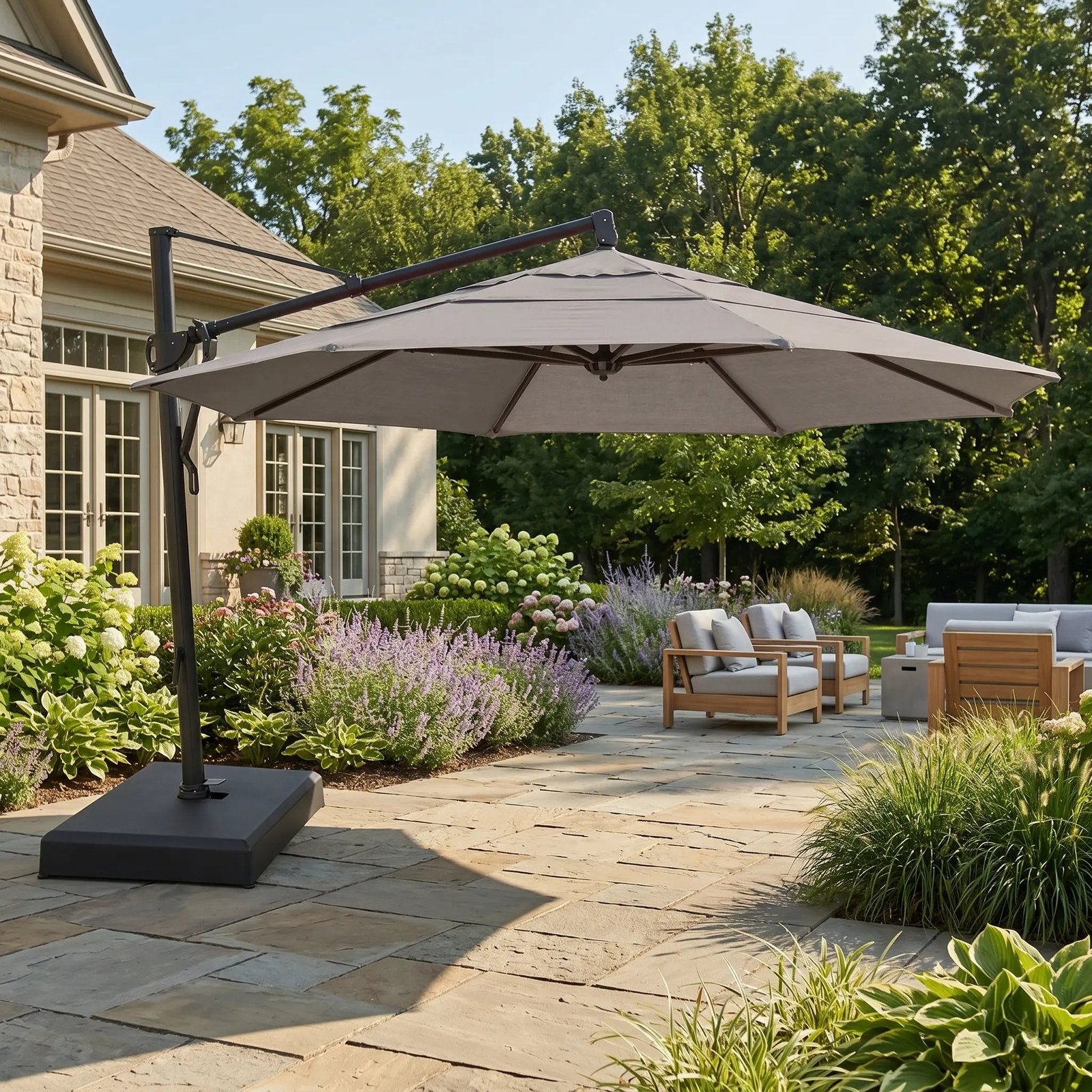 13' Classic Octagon AKZ Cantilever Umbrella - Charcoal