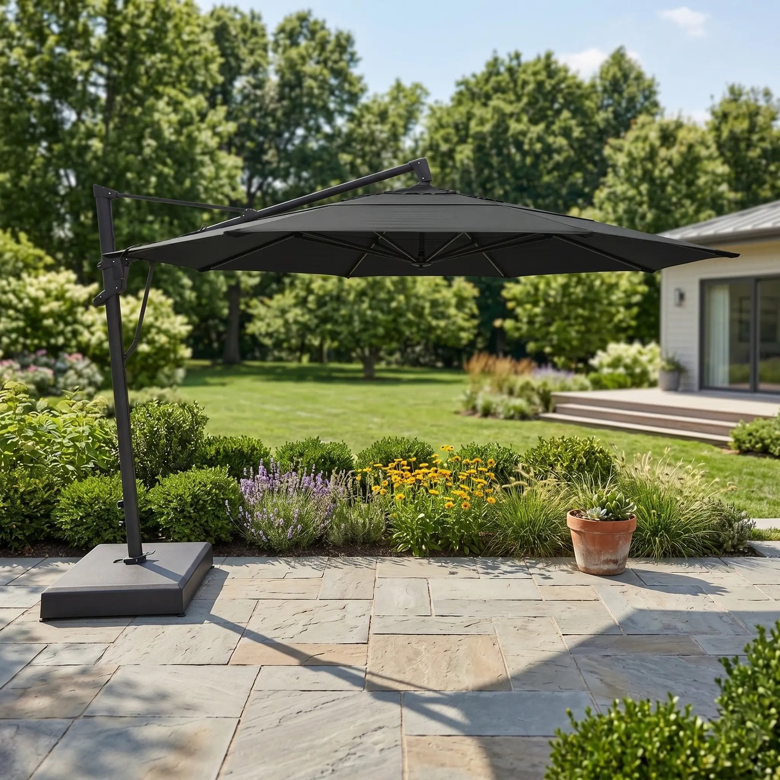 13' Designer Octagon AKZ+ Cantilever Umbrella - Black