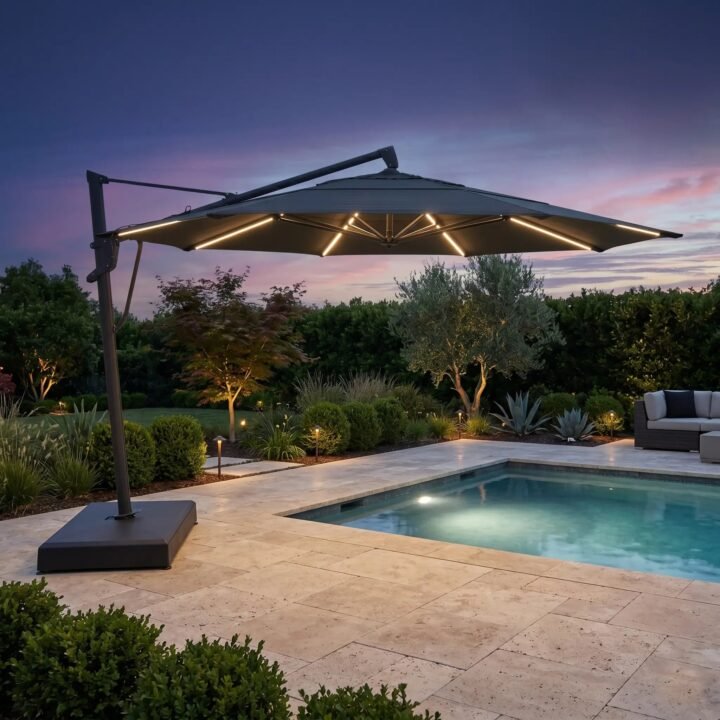 13' Designer Octagon AKZ+ Starlux Cantilever Umbrella - Black
