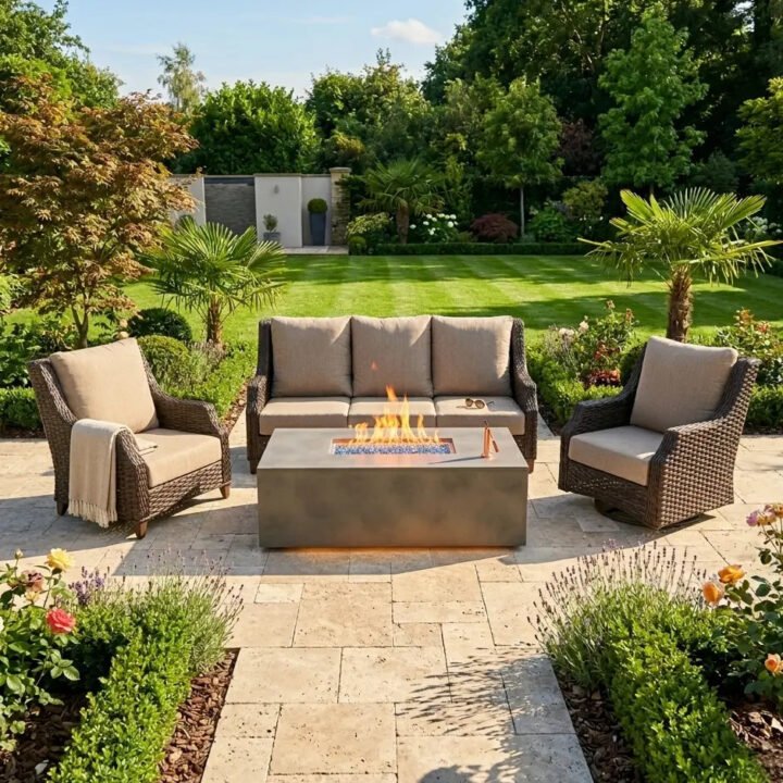 Aruba XL 5 Piece Sofa Firepit/Chat Group
