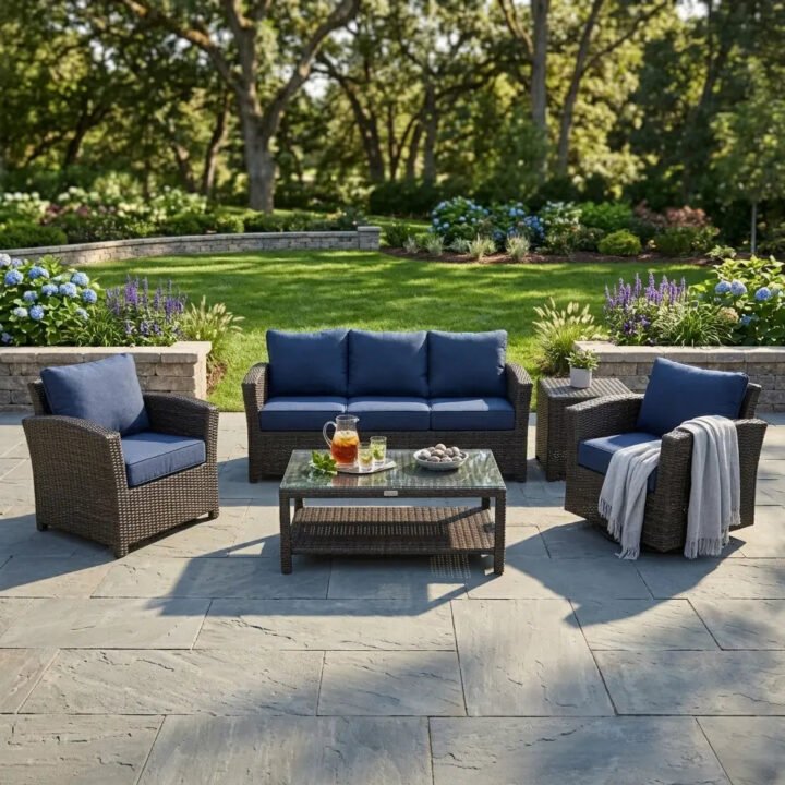Ellis 5 Piece Sofa Chat Group – Indigo Acrylic