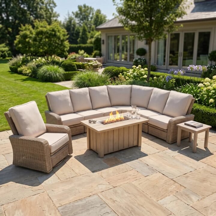 Naples 9 Piece Reclining Firepit Sectional Group