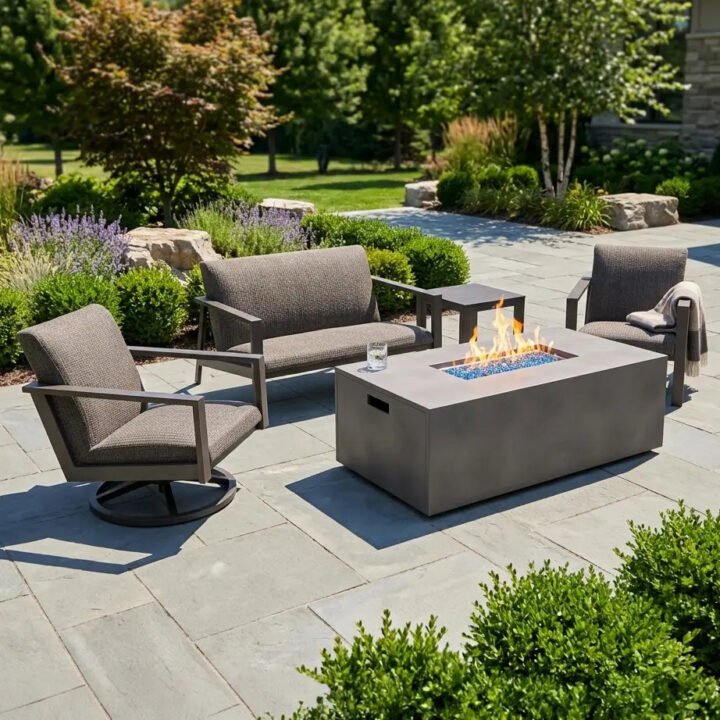 Parker 5 Piece QDF Loveseat Firepit/Chat Group