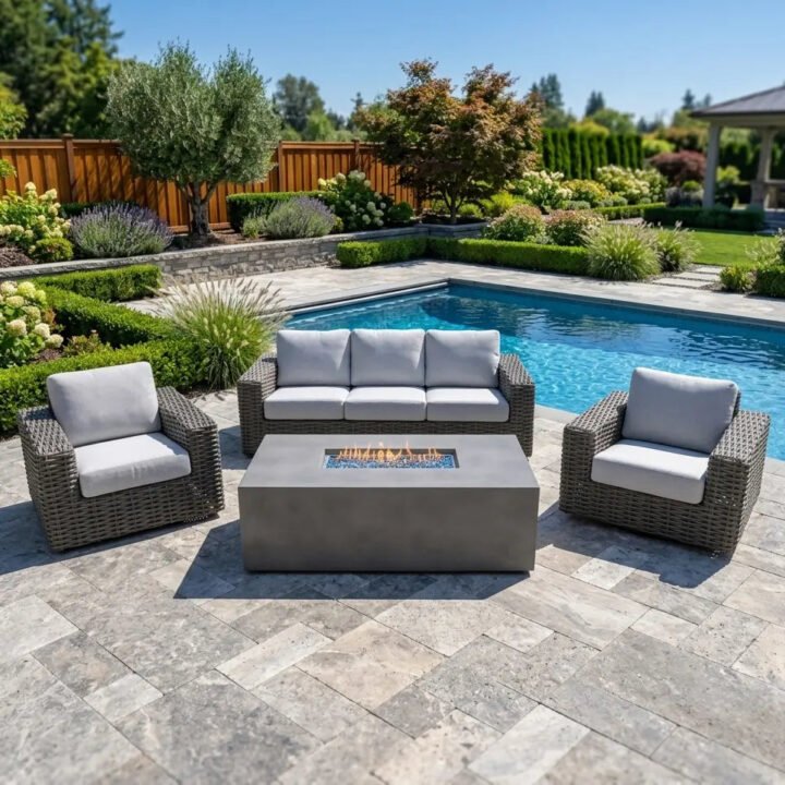 Soho XL Woven 4 Piece Firepit Sofa Group