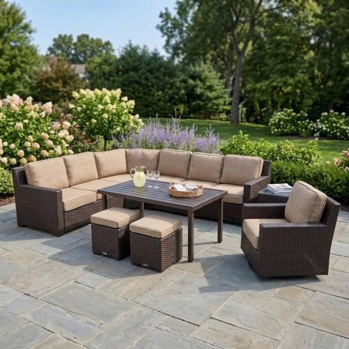 St. Kitts 11 Piece Sectional Chat Group – Mirage Latte
