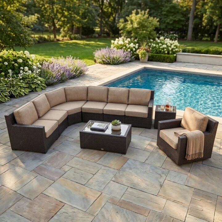St. Kitts 9 Piece Sectional Chat Group – Mirage Latte